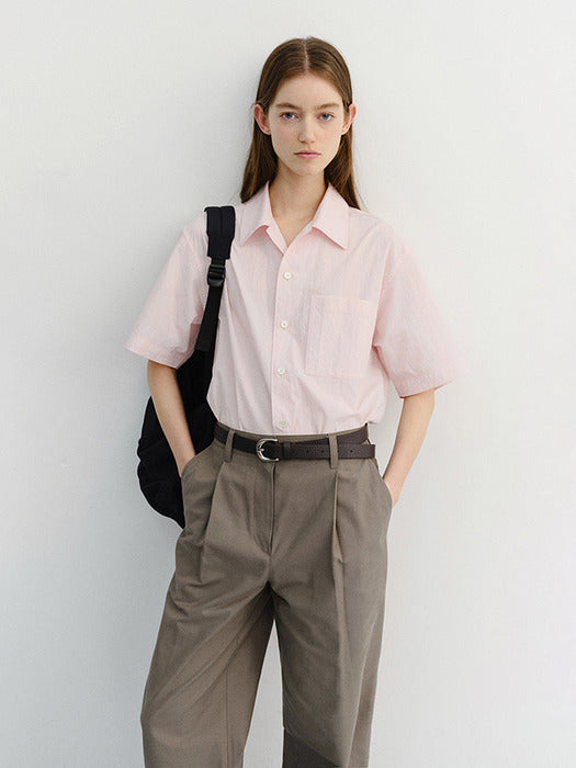 Dunst Unisex Open Collared Shirt Soft Pink