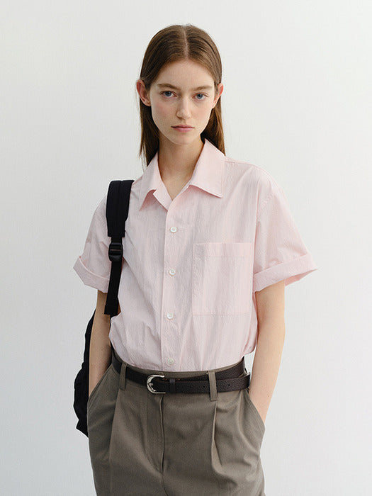Dunst Unisex Open Collared Shirt Soft Pink