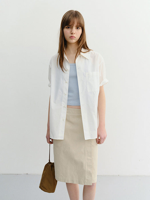 Dunst Unisex Open Collared Striped Shirt White