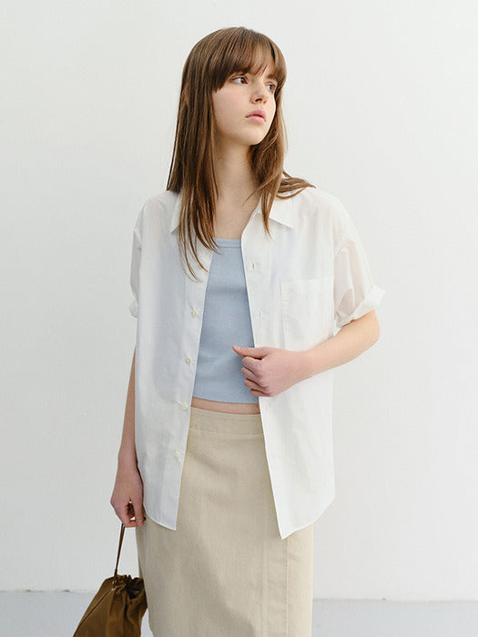 Dunst Unisex Open Collared Striped Shirt White