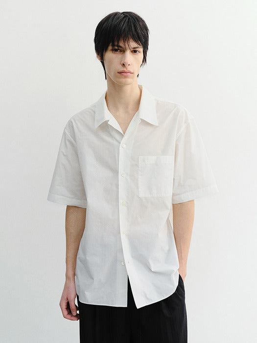 Dunst Unisex Open Collared Striped Shirt White