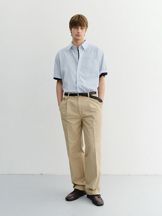 Dunst Unisex Oversized Half Sleeve Striped Shirt Soft Blue Stripe