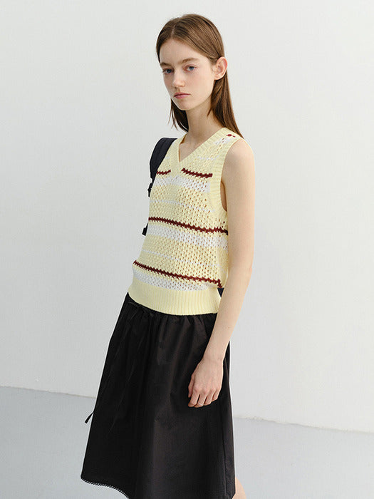 Dunst Unisex Chunky Striped Knit Vest Butter