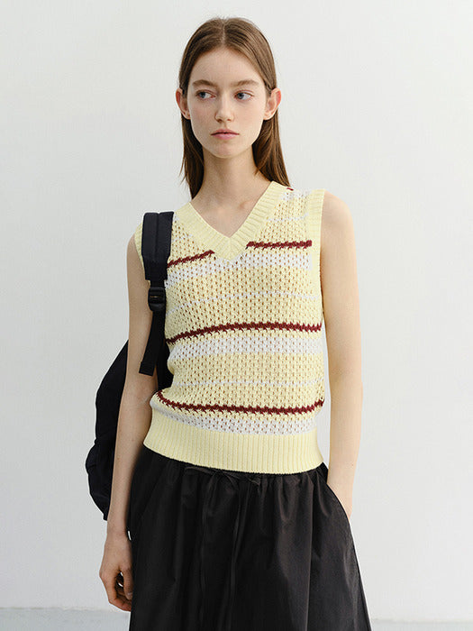 Dunst Unisex Chunky Striped Knit Vest Butter