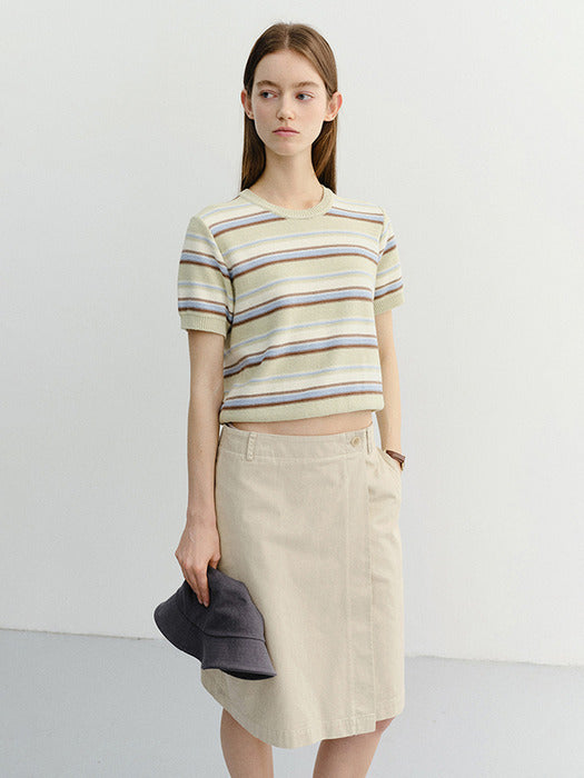 Dunst Unisex Striped Crewneck Knit Mint Cream