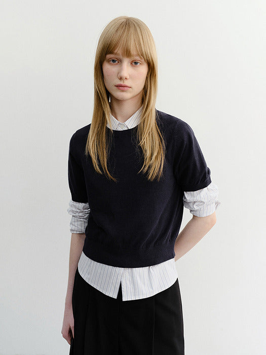 Dunst Unisex Linen Crewneck Knit Navy