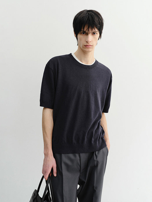 Dunst Unisex Linen Crewneck Knit Navy