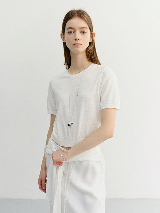 Dunst Unisex Linen Crewneck Knit White