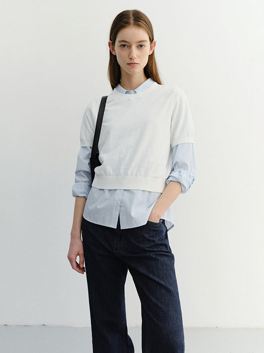 Dunst Unisex Linen Crewneck Knit White