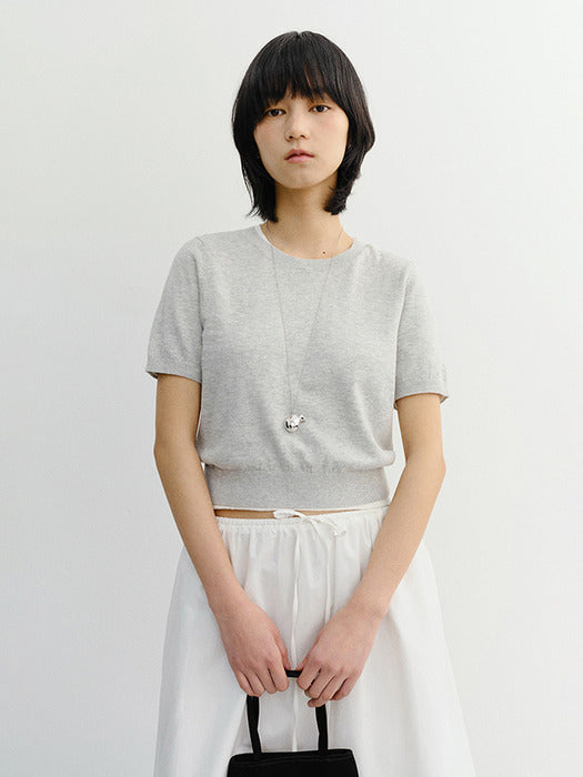 Dunst Unisex Linen Crewneck Knit Melange Grey