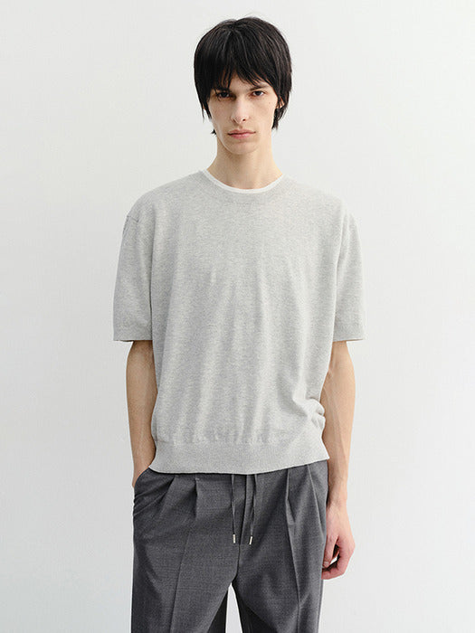 Dunst Unisex Linen Crewneck Knit Melange Grey