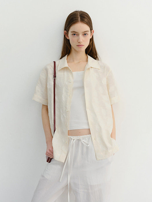 Dunst Unisex Holiday Jacquard Shirt Cream Jacquard
