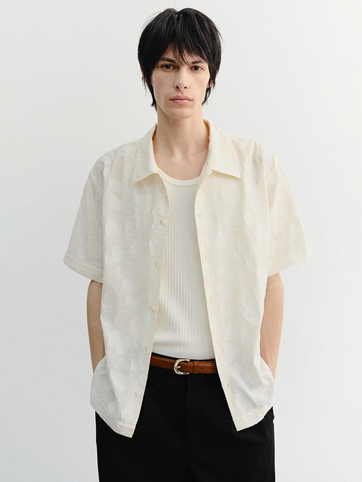 Dunst Unisex Holiday Jacquard Shirt Cream Jacquard