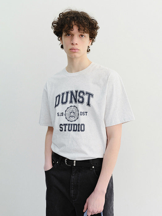 Dunst Unisex Classic Logo T-Shirt Light Melange Grey