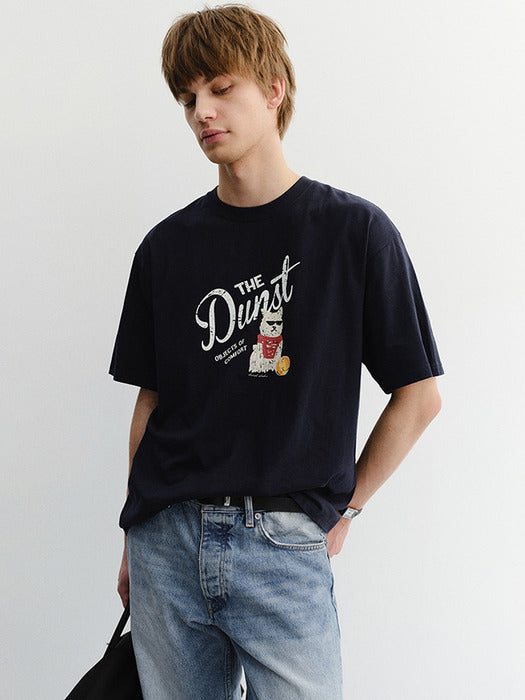Dunst Unisex Drawing Puppy T-Shirt French Navy