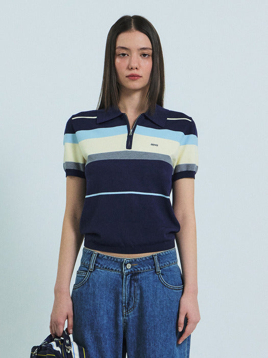 Grove 26Ss Mali Half Zip-UP Collar Knit (Navy)