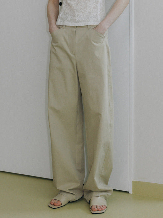 Loeuvre Curved Wide Cotton Pants