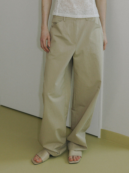 Loeuvre Curved Wide Cotton Pants