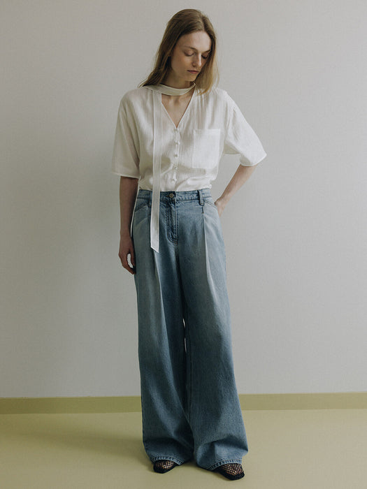 Loeuvre Loose Tuck Denim Pants