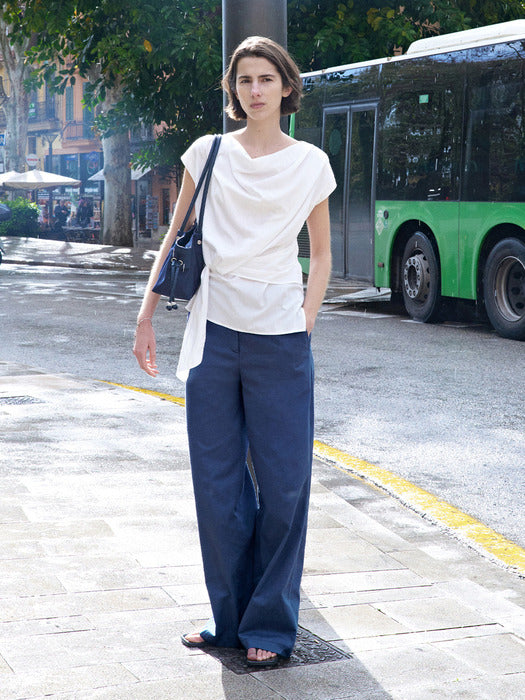 Loeuvre Wide Cinch-Back Cotton Pants