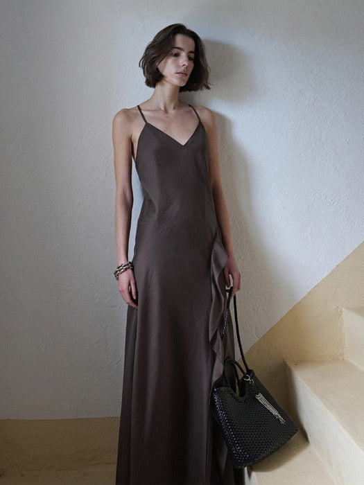 Loeuvre Ruffle Line Sleeveless Flare Dress