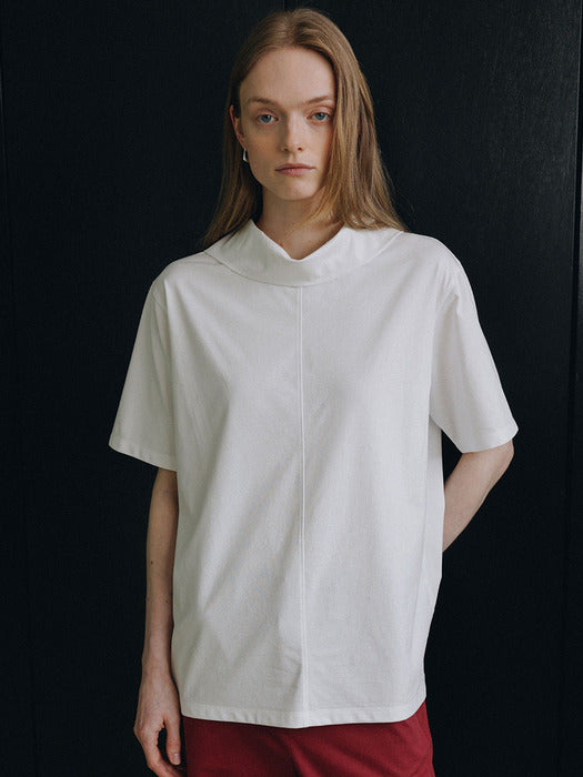 Loeuvre Loose Cowl-Neck Half-Sleeve T-Shirt