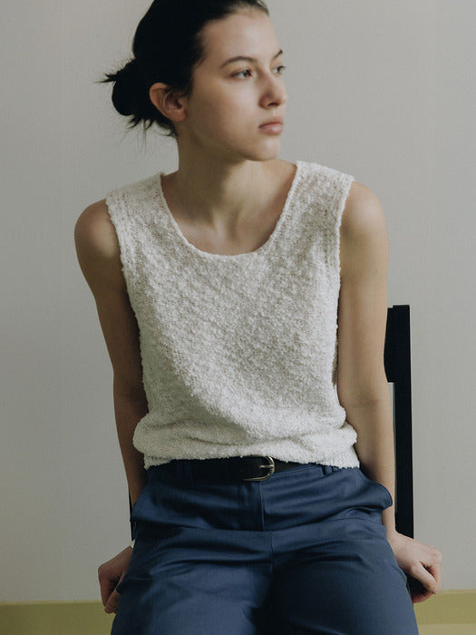 Loeuvre Pure Cotton Soft Textured Knit Sleeveless Top