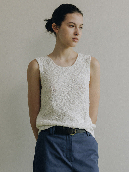 Loeuvre Pure Cotton Soft Textured Knit Sleeveless Top