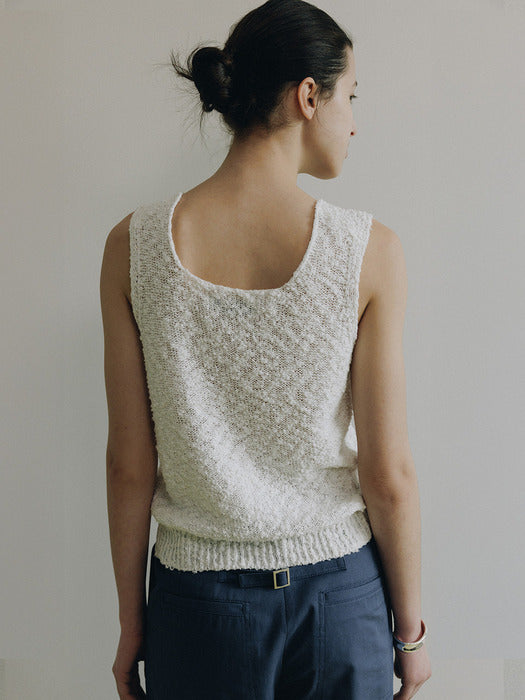 Loeuvre Pure Cotton Soft Textured Knit Sleeveless Top