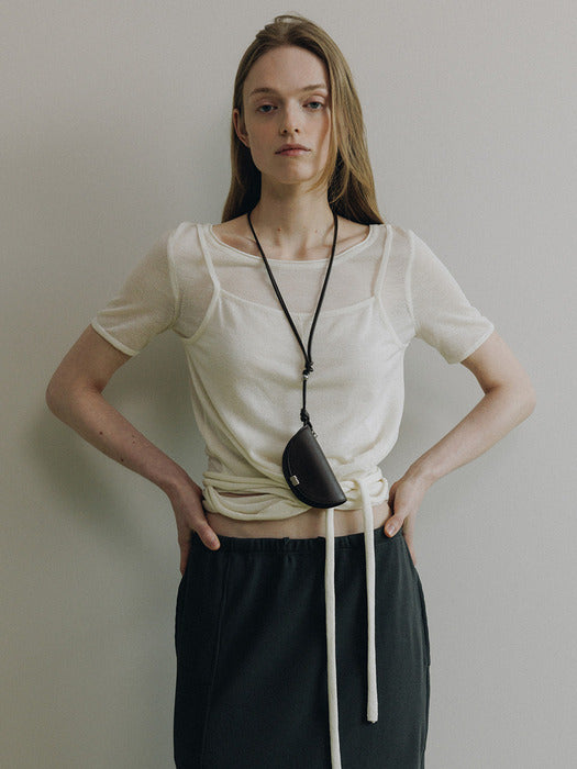 Loeuvre Bustier-Layered Tie-Waist Knit Pullover