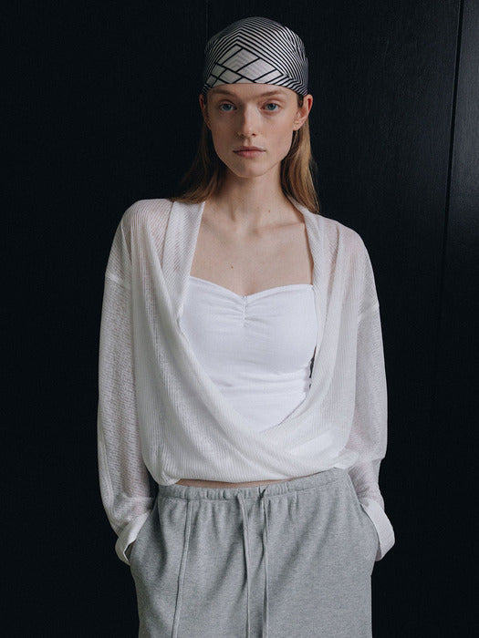 Loeuvre Sheer Jersey Drape Cardigan