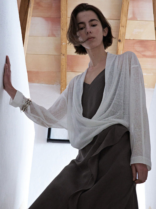 Loeuvre Sheer Jersey Drape Cardigan