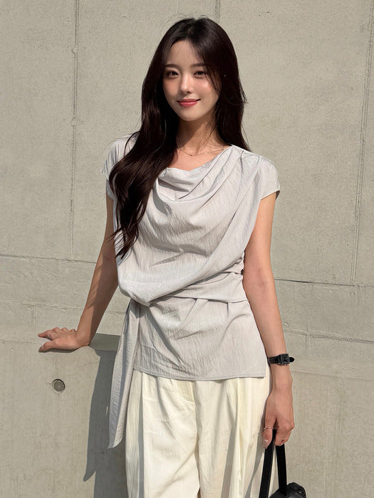Loeuvre Asymmetric Draped Sleeveless Top