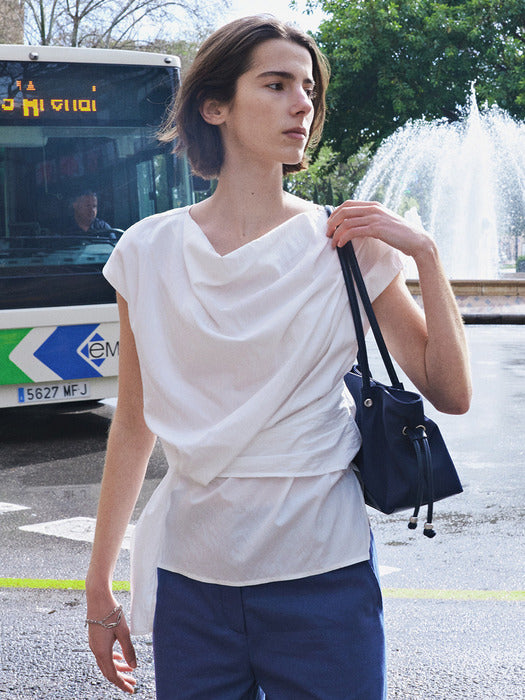 Loeuvre Asymmetric Draped Sleeveless Top