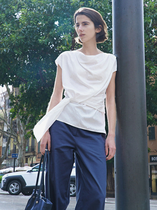 Loeuvre Asymmetric Draped Sleeveless Top