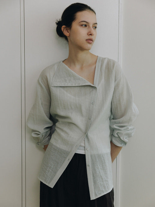 Loeuvre Asymmetric Placket Belted Shirt