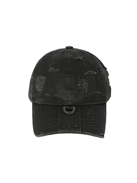 Wconcept_Treemingbird Destroyed Metal Detail Long Strap Cap [ Charcoal ]