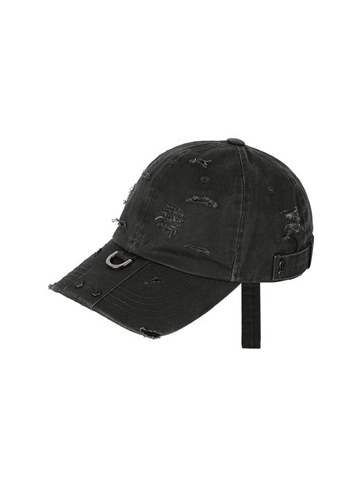 Wconcept_Treemingbird Destroyed Metal Detail Long Strap Cap [ Charcoal ]