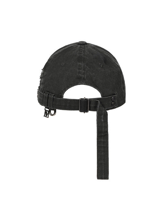 Wconcept_Treemingbird Destroyed Metal Detail Long Strap Cap [ Charcoal ]