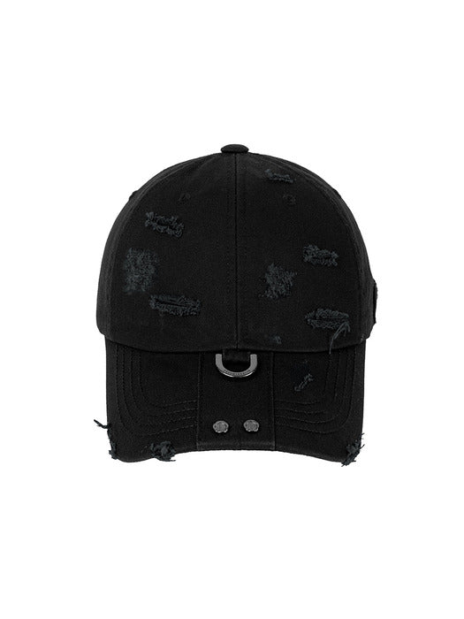 Wconcept_Treemingbird Destroyed Metal Detail Long Strap Cap [ Black ]
