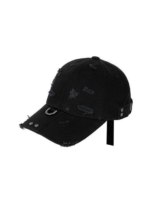 Wconcept_Treemingbird Destroyed Metal Detail Long Strap Cap [ Black ]