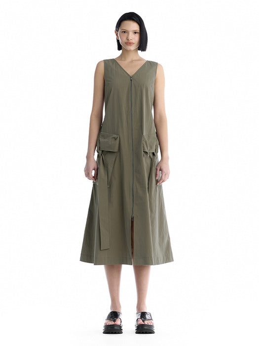 Wconcept_Treemingbird Cargo Sleeveless Long Dress [ Khaki ]