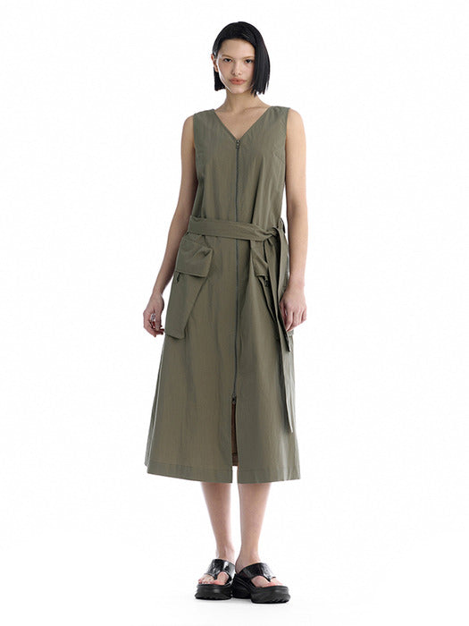Wconcept_Treemingbird Cargo Sleeveless Long Dress [ Khaki ]
