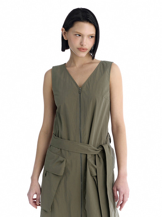 Wconcept_Treemingbird Cargo Sleeveless Long Dress [ Khaki ]