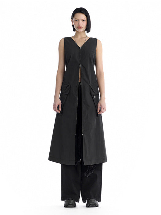 Wconcept_Treemingbird Cargo Sleeveless Long Dress [ Black ]