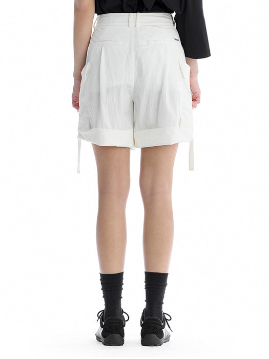 Wconcept_Treemingbird Side Strap Roll-Up Cargo Shorts [ White ]