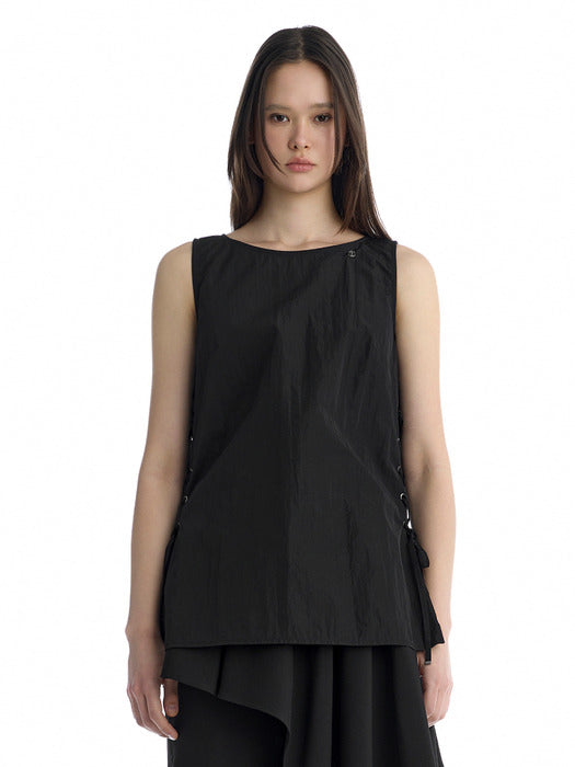 Wconcept_Treemingbird Lace-Up Side Sleeveless Top [ Black ]