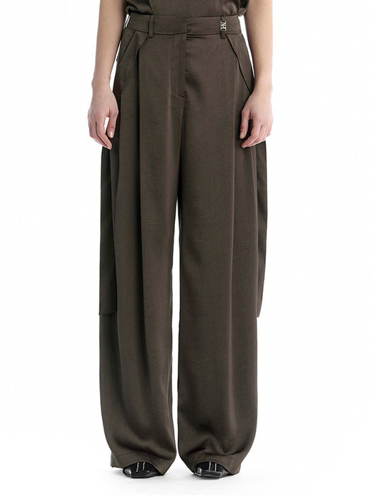 Wconcept_Treemingbird Draped Strap Set-Up Slacks [ Brown ]