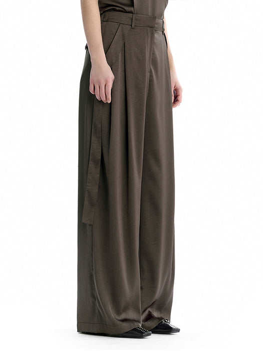 Wconcept_Treemingbird Draped Strap Set-Up Slacks [ Brown ]