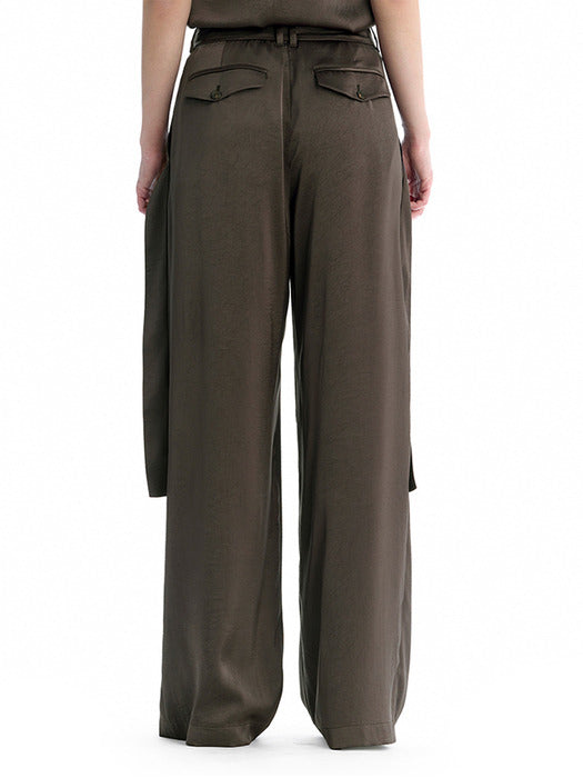 Wconcept_Treemingbird Draped Strap Set-Up Slacks [ Brown ]